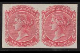 SOUTH AUSTRALIA 1876 2d IMPERF PLATE PROOF PAIR Printed In Rose On Watermarked Paper, Unused & Without Gum & Vertical Cr - Andere & Zonder Classificatie