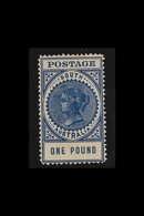 SOUTH AUSTRALIA 1904-11 Watermark Crown SA, Tall QV (Thick "POSTAGE") £1 Blue, Perf 12, SG 292, Very Fine Mint. For More - Other & Unclassified