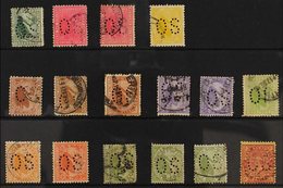 WESTERN AUSTRALIA OFFICIALS. A Selection Of "OS" Punctured Official Perfins With Values To 2s. Interesting Group (16 Sta - Otros & Sin Clasificación