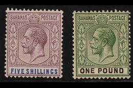 1912 - 19 5s Pale Dull Purple And Deep Blue And £1 Green And Black, SG 88a, 89a, Fine Mint. Usual Toned Gum. (2 Stamps)  - Other & Unclassified