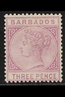 1882-86 3d Deep Purple, SG 95, Mint. For More Images, Please Visit Http://www.sandafayre.com/itemdetails.aspx?s=653509 - Barbados (...-1966)