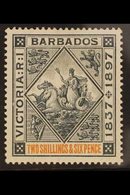 1897-98 2s.6d Blue-black And Orange Diamond Jubilee, SG 124, Fine Mint. For More Images, Please Visit Http://www.sandafa - Barbados (...-1966)