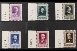 1952 Cultural Fund "Portraits" Complete Set, Cob 892/97, SG 1410/15, With Marginal Sheet Numbers, Never Hinged Mint (6 S - Otros & Sin Clasificación