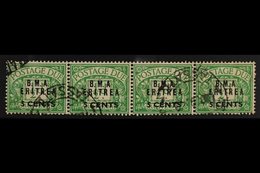 ERITREA 5c On ½d Emerald, BMA Ovpt, Variety "No Stop After A", SG ED1a In Strip With 3 Normals, Very Fine Used. For More - Italienisch Ost-Afrika