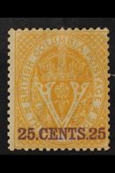1868-71 25c (violet) On 3 Pence Yellow, Perf 14, SG 31, Fine Mint. For More Images, Please Visit Http://www.sandafayre.c - Autres & Non Classés
