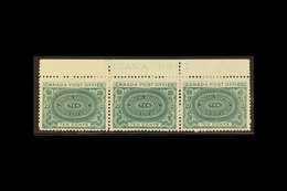 1898 SPECIAL DELIVERY 10c Blue-green, SG S1, Upper Marginal "Ottawa - No -1" Plate Strip Of Three Mint, One With A Small - Other & Unclassified