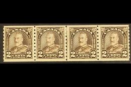 1930-31 "COCK-EYED KING" 2c Deep Brown "Arch Leaf" In Line Coil Strip Of 4 Including "Cock-eyed King" Single With 3 Norm - Otros & Sin Clasificación
