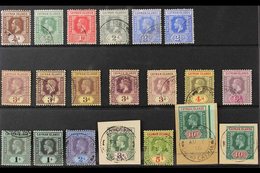 1912-20 KGV MCA Wmk Used Collection On A Stock Card That Includes A Complete Set (SG 40/52b) Plus Listed Additional Shad - Cayman Islands
