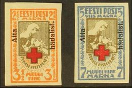 1923 Red Cross "Aita Hadalist" Opt'd Imperf Set, Mi 46B/47B, Very Fine Mint (2)       For More Images, Please Visit Http - Estonia