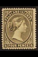 1889 4d Olive Grey Black "REVERSED CA WATERMARK", SG 12x, Mint With Large Part OG. For More Images, Please Visit Http:// - Falkland