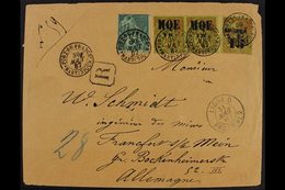 MARTINIQUE 1887 Registered Cover To Germany Franked General Colonies 5c Green, 1887 15c On 20c (Yv 2) Pair, And 15c On 2 - Sonstige & Ohne Zuordnung