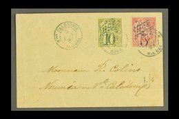 NEW CALEDONIA 1893 (5 Jan) Neat Local Cover Bearing Blue Surcharge 5c On 75c And 10c On 1f (Yvert 38 & 40) Tied By Noume - Other & Unclassified