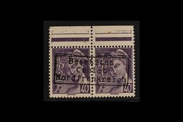 WWII ISSUES FOR DUNKIRK 40c Violet Top Marginal Pair Handstamped Type II, Mi 1 (II), Very Fine Never Hinged Mint. For Mo - Sonstige & Ohne Zuordnung