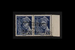 WWII ISSUES FOR DUNKIRK 1940 50c Blue Pair Handstamped Type I, Mi 3(I), Very Fine Mint. For More Images, Please Visit Ht - Andere & Zonder Classificatie