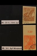 RUSSIAN ZONE MECKLENBURG-VORPOMMERN 1946 3pf Brown PLATE FLAW (Michel 29y IV) And 8pf Vermilion PLATE FLAW (Michel 34y I - Andere & Zonder Classificatie