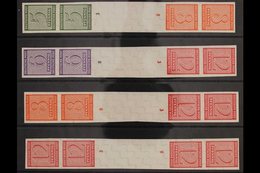 RUSSIAN ZONE WEST SAXONY 1945 (Sep) Numerals Vertical SE-TENANT GUTTER IMPERF STRIPS Of 4, Michel SK Zd 1/4, Never Hinge - Sonstige & Ohne Zuordnung