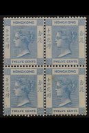 1900-01 12c Blue, Wmk Crown CA, BLOCK OF FOUR, SG 60, Light Tone Spot On Lower Right Stamp, Otherwise Very Fine Mint / N - Other & Unclassified