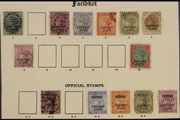 FARIDKOT 1887-1900 FINE USED SELECTION, All Different, Includes 1887-1900 Set To 8a & 1r And Officials 1887-98 Vals To 3 - Other & Unclassified