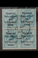 1922 10d Turquoise-blue Thom Overprint, SG 42, Superb Cds Used BLOCK Of 4 Cancelled With Upright Central "Cork" Cds Canc - Andere & Zonder Classificatie