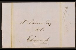 1850 (21 June) Entire Letter Addressed To Edinburgh, Bearing Black "1s/-" Handstamp, Plus "Kingston Jamaica" And Arrival - Jamaïque (...-1961)