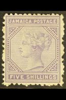 1875 5s Lilac, SG 15, Fine Mint.  For More Images, Please Visit Http://www.sandafayre.com/itemdetails.aspx?s=636036 - Jamaica (...-1961)