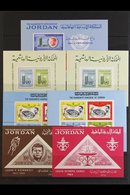 1962-67 NHM MINIATURE SHEETS. An ALL DIFFERENT Selection That Includes  the 1964 Kennedy 100f M/s, 1964 Olympics 100f M/ - Jordania