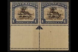 1941-42 70c On 1s Brown And Chalky Blue With Crescent Moon Flaw, SG 154a, Marginal Horizontal Pair, The Stamps Never Hin - Vide