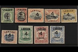 1899 Pictorial Set Bearing 4 CENTS Surcharges,  SG 102/110, Fine Mint. (9 Stamps) For More Images, Please Visit Http://w - North Borneo (...-1963)