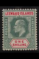 1902 VARIETY KEVII 1s Green And Carmine With The Dropped "R" In "LEEWARD" Variety, SG 26a, Imperceptibly Lightly Hinged  - Leeward  Islands