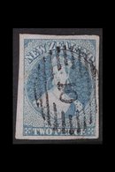 1855-58 2d Blue On Blue Paper Chalon, Richardson Printing, SG 5, With Four Large To Huge Margins And Neat Crisp "10" Can - Sonstige & Ohne Zuordnung