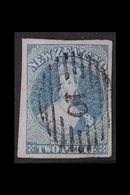 1855-58 2d Blue On Blue Paper Chalon, Richardson Printing, SG 5, With Four Large To Huge Margins And Neat Crisp "10" Can - Autres & Non Classés