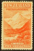 1898 5s Vermilion, Mt Cook, No Wmk, Perf 15, SG 259, Very Fine, Well Centred Mint. For More Images, Please Visit Http:// - Andere & Zonder Classificatie