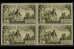 1935-36 2s Olive-green Captain Cook Perf 13½x14, SG 568c, Fine Mint BLOCK Of 4, Two Stamps Are Never Hinged, Fresh & Sca - Sonstige & Ohne Zuordnung