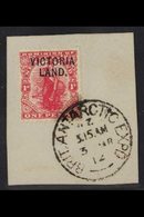 ANTARCTIC EXPEDITIONS 1911. 1d Carmine, Opt'd "Victoria Land", SG A3, Used, Tied To A Small Piece By B.A.E. Cds & Accomp - Andere & Zonder Classificatie