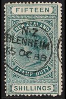 POSTAL FISCAL 1882-1930. 15s Green, Perf 12½, SG F32, Fine Used With Upright "Blenheim" 1888 Cds. Lovely For More Images - Sonstige & Ohne Zuordnung