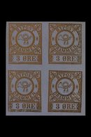 LOCAL BYPOST STAMPS DRAMMEN 1888 (July) 3o, 5o & 10o Imperf BLOCKS Of 4, Unhinged Unused No Gum, And 1888 (Dec) 3o & 5o  - Autres & Non Classés