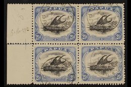 1907-11 2½d Black & Dull Blue Lakatoi Wmk Sideways Perf 11, SG 62, Fine Cds Used Left Marginal BLOCK Of 4 (positions 11- - Papoea-Nieuw-Guinea