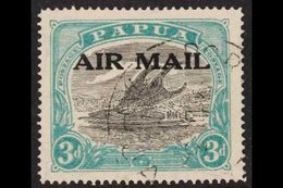 1929-33 3d Sepia-black And Bright Blue Green AIR MAIL Overprint, Harrison Printing SG 113, Very Fine Cds Used. For More  - Papoea-Nieuw-Guinea