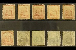 1862 Recess Printed 1d (5), 4d And 6d (4), SG 1/3,  Mint Or Unused, Some With Faults But Excellent For Plating. (10 Stam - St.Christopher-Nevis & Anguilla (...-1980)