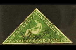 CAPE OF GOOD HOPE 1855-63 1s Bright Yellow- Green Triangle, SG 8, Used With 3 Margins, Cat £300. For More Images, Please - Sin Clasificación