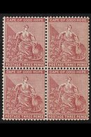 CAPE OF GOOD HOPE 3d Deep Claret, Hope, Wmk CA, SG 43a, Very Fine Never Hinged Mint Block Of 4. For More Images, Please  - Sin Clasificación