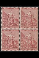 CAPE OF GOOD HOPE 3d Deep Claret, Hope, Wmk CA, SG 43a, Very Fine Never Hinged Mint Block Of 4. For More Images, Please  - Unclassified