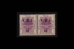 ORANGE FREE STATE 1d On 1d Purple, Raised Stops, Variety "no Stop After R" In Pair With Normal Very Fine Mint. For More  - Unclassified