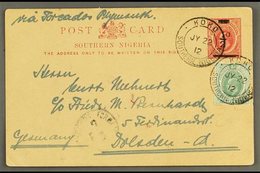 KOKO 1912 "½d" On 1d Postal Stationery Card To Germany Uprated ½d Ed VII Both Tied By Koko Jy 22 12 Southern Nigeria 2 R - Nigeria (...-1960)