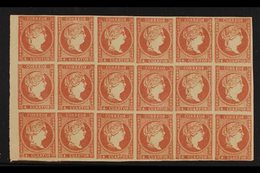1856 LARGE MULTIPLE 4c Rose-red Thin Paper, SG 55, Michel 40, Fine Never Hinged Mint BLOCK Of 18, All Stamps With Four M - Otros & Sin Clasificación