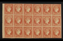 1856 LARGE MULTIPLE 4c Rose-red Thin Paper, SG 55, Michel 40, Fine Never Hinged Mint BLOCK Of 18, All Stamps With Four M - Sonstige & Ohne Zuordnung