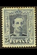 1922-29 25c Blue Alphonso, Die II, Perf 14, Unissued, Edifil NE24, Mint With Some Perf Toning.  For More Images, Please  - Otros & Sin Clasificación