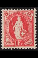 1907 1f Carmine "Standing Helvetia" Perf 11½ X 12, Mi 79D, SG 212, Never Hinged Mint For More Images, Please Visit Http: - Other & Unclassified