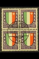 1923 20c (+5c) Pro Juventute (Mi 187, Zum 27), BLOCK OF FOUR Very Fine Used With Central Cds. For More Images, Please Vi - Autres & Non Classés