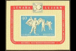 1951 40c Multicoloured "National Philatelic Exhibition, Lucerne (Lubana) Miniature Sheet, SG MS 531a, Mi Block 14, Never - Other & Unclassified